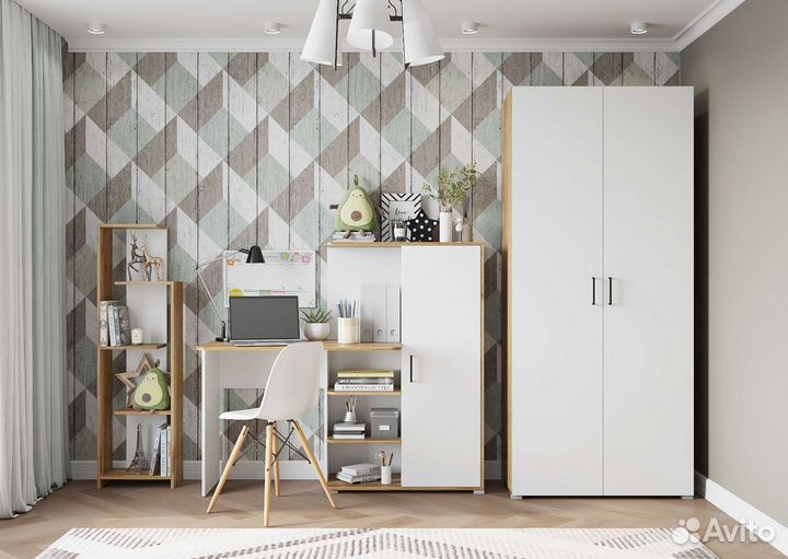 Детская, стол, полка, шкаф+кровать