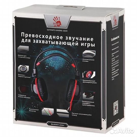 Наушники с микрофоном A4Tech Bloody G300 черный/кр