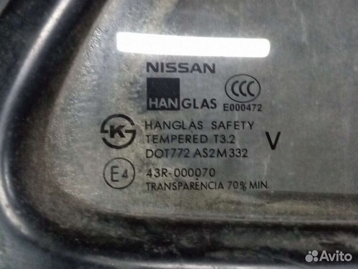 Стекло глухое задней правой двери Almera classic