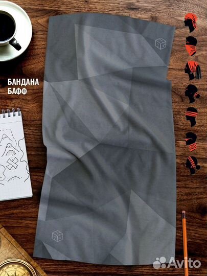 Балаклава-бафф серые грани бесшовная