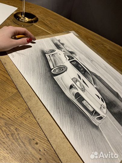 Портрет по фото карандашом/картина акрилом