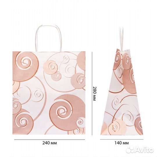 Крафт пакет с кручеными ручками 240*140*280 мм бел