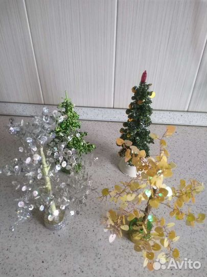 Цветы из бисера, деревья из бисера и пайеток