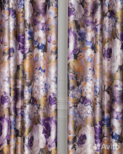 Шторы рогожка Медина сирень новые пошив