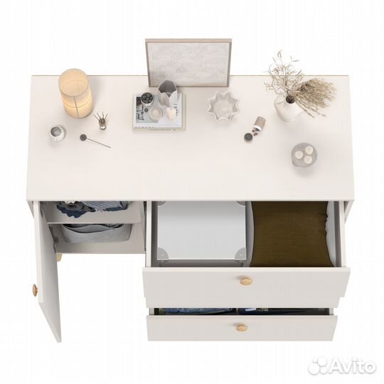 Комод с дверкой и тремя ящиками Афина 4-44901, цвет кашемир серый, 110х45,3х83 см