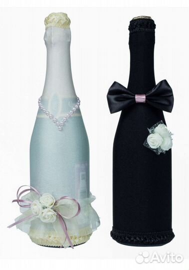 Украшение на свадебное шампанское