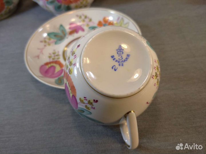 Сервиз чайный Вербилки цветы роспись дфз