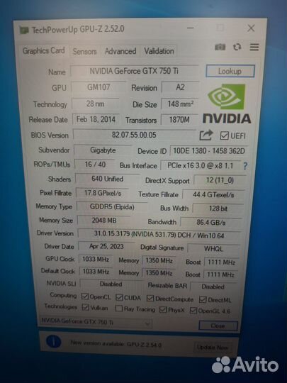 GTX 750TI gigabyte