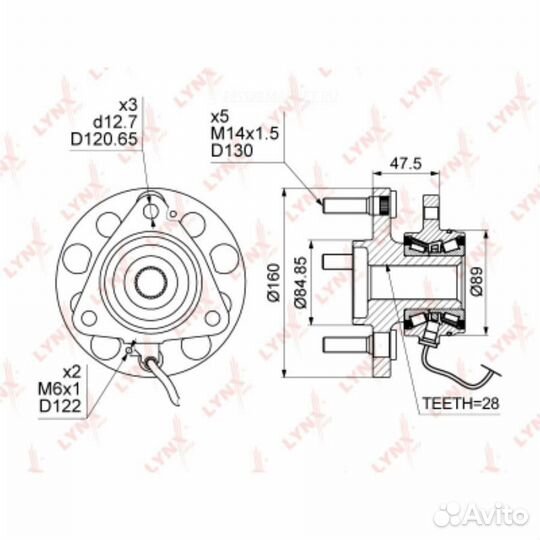 Lynxauto WH-1176 Ступица колеса перед прав/лев