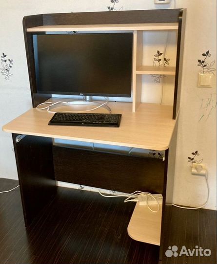 Стол компьютерный с полкой Венге/Дуб молочный