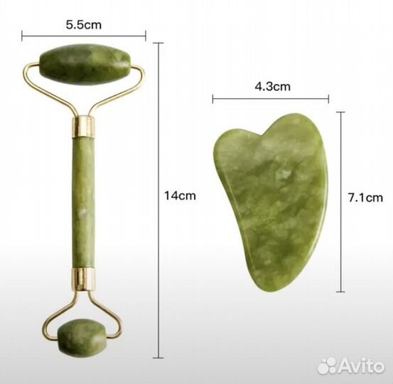Ролик+камень гуаша натуральный нефрит