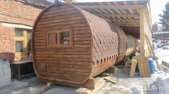 Баня бочка из лиственницы утепленная