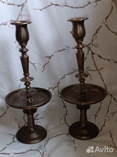 Старинный пара редкий бронзовый подсвечник