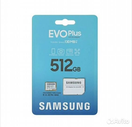 Карты памяти sdhc Samsung EVO Plus 512Gb новые