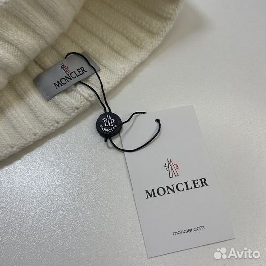 Moncler шапка и шарф комплект белый