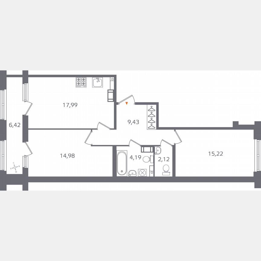 2-к. квартира, 67,1 м², 10/17 эт.