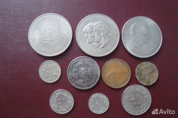 Нечастые монеты Швейцария и Великобритания