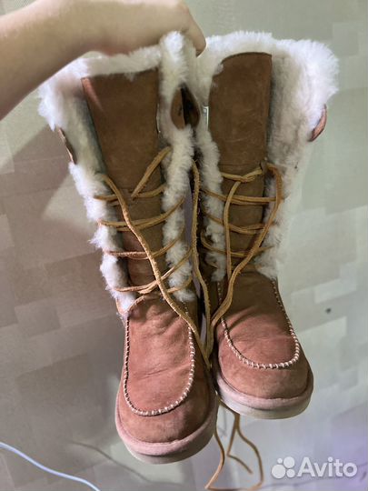 Угги оригинал uggs высокие коричневые с шнурками