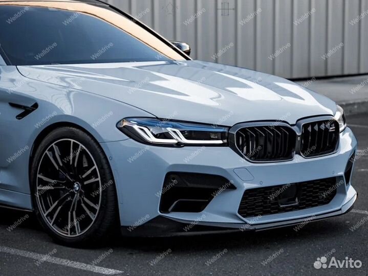 Губа передняя BMW M5 F90 рест черный глянец