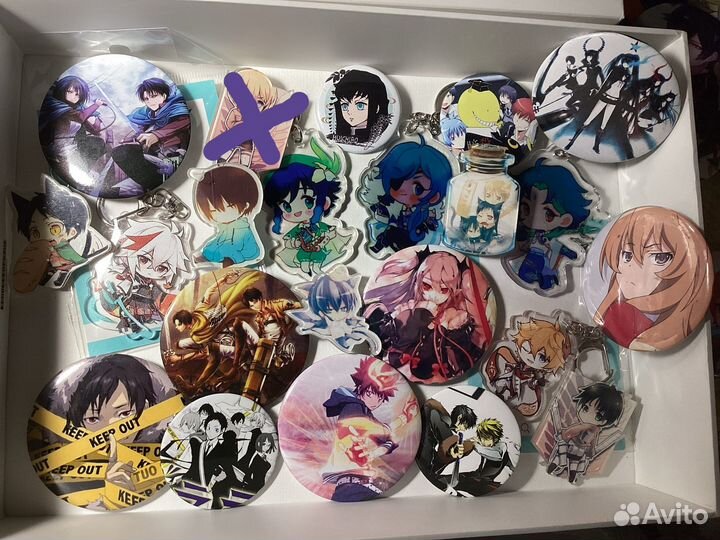 Значки, брелки и карточки по аниме и играм