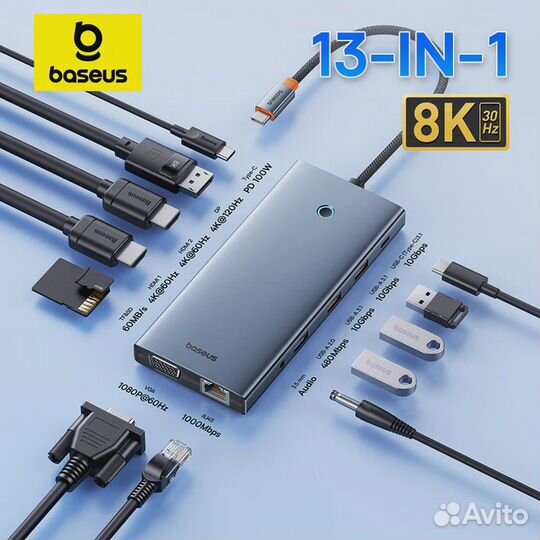 USB Type C концентратор (хаб) Baseus 13-in-1