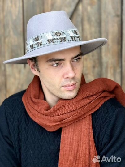 Мужская шляпа из шерсти ламы Перу цвет серый