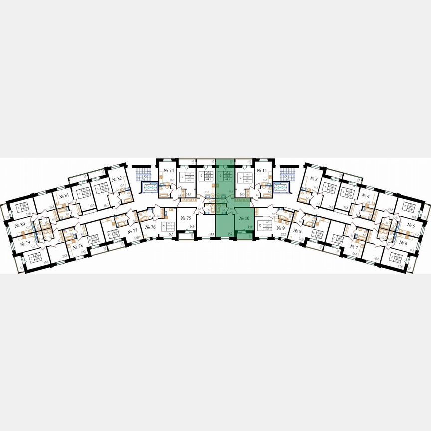 2-к. квартира, 64,1 м², 2/8 эт.