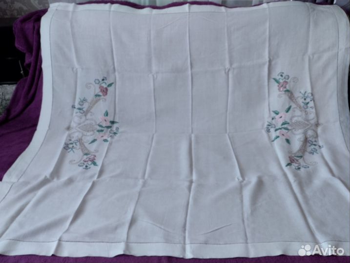 Старинная вышивка крестиком,скатерть времён СССР