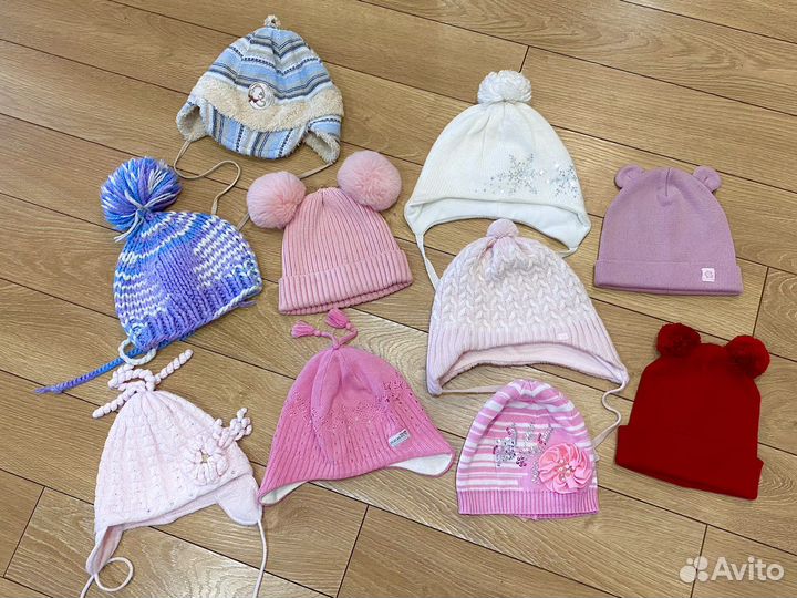 Шапки для девочки разные 10 шт
