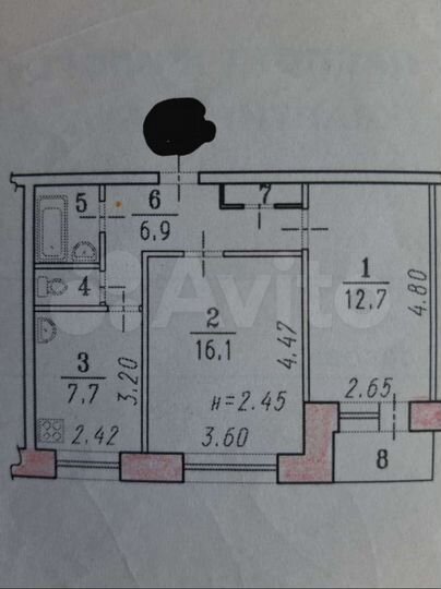 2-к. квартира, 47,7 м², 1/9 эт.