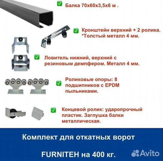 Откатные ворота 4х2 Т-профиль+автоматика Furniteh