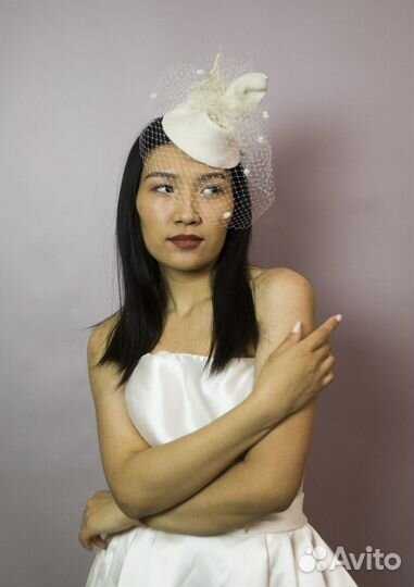Шляпка с вуалью, вечерняя шляпка, свадебная шляпка
