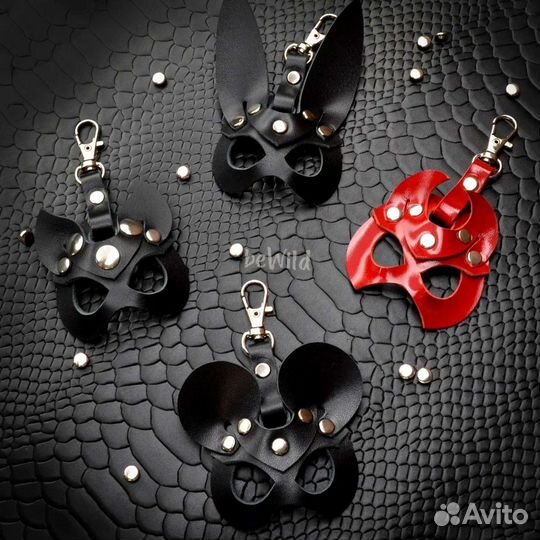 Брелок кожаный Кошечка Зайчик Мышка Чертёнок