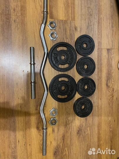 Штанга гриф блины+гантеля