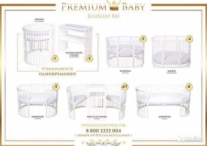Детская кроватка трансформер 8 в 1