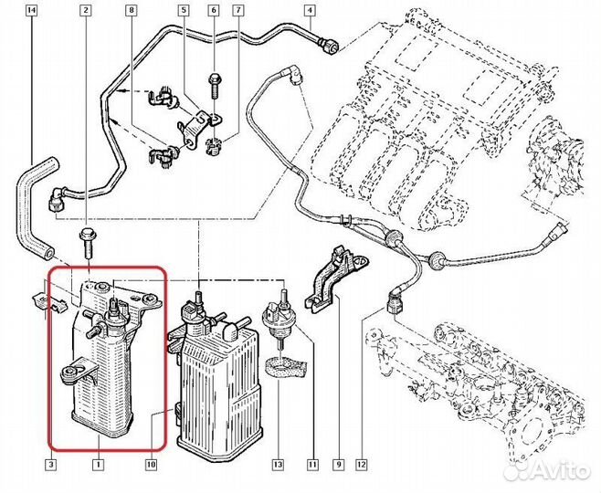 Абсорбер (угольный фильтр) Renault Duster полный