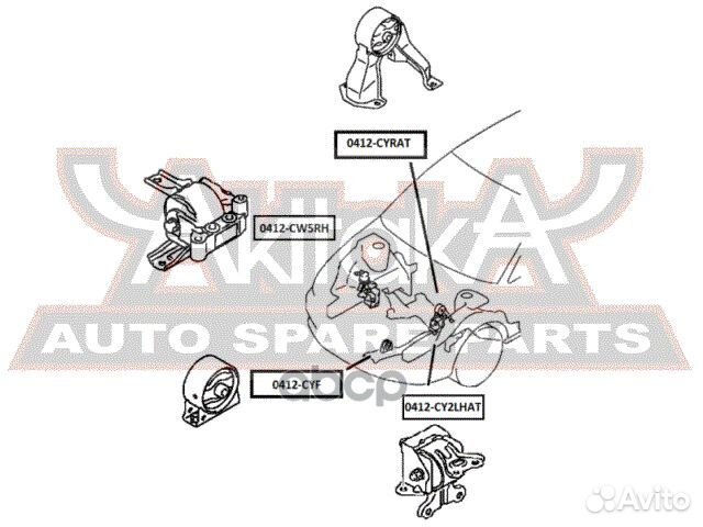 Подушка двигателя передняя AT/MT 0412-CYF asva