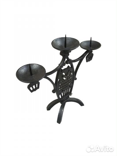 Подсвечник на три свечи Сова, чугун, Куса