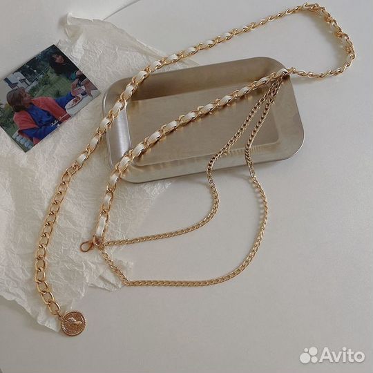 Ремень пояс женский с бусинами, цепочкой