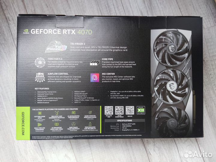 Видеокарта MSI RTX 4070 gaming x slim
