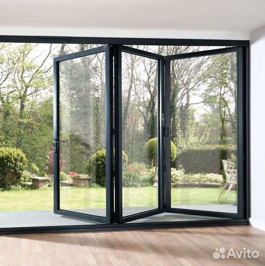 Раздижное безрамное остекление гармошка