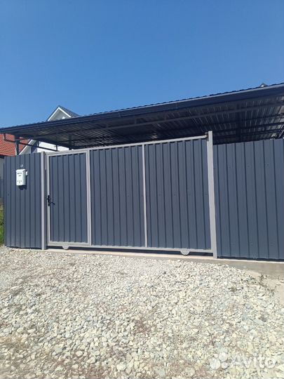 Ворота автоматические откатные прямые профлист