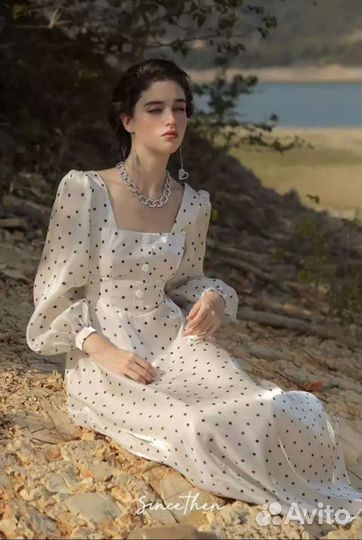 Платье в горошек на выпускной, вечернее новое s/m