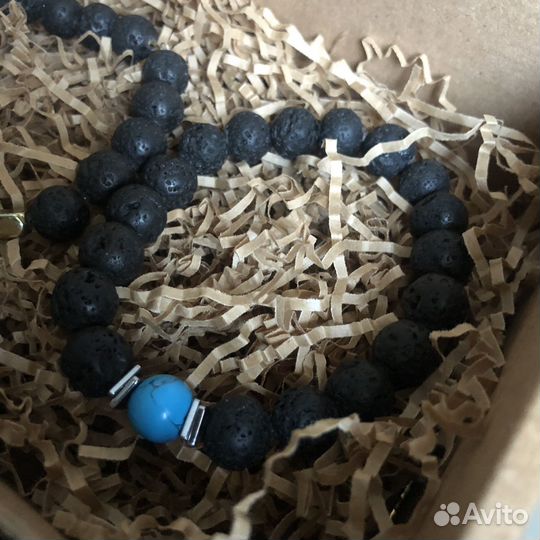 Браслет из лавы и бирюзы