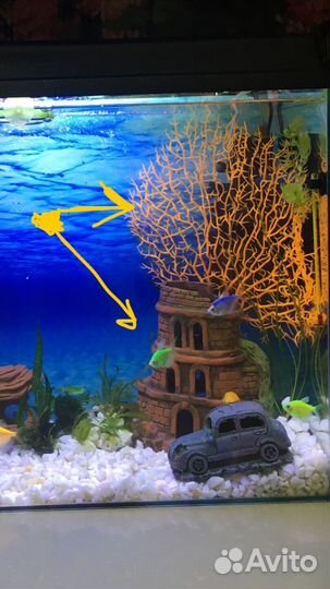Декор украшение для аквариума: замок и растение