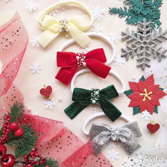 Бантики заколки повязки ободки для волос