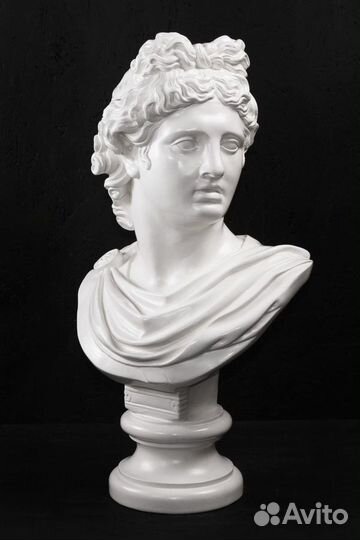 Бюст гипсовый цельнолитой Аполлон высота 50 см