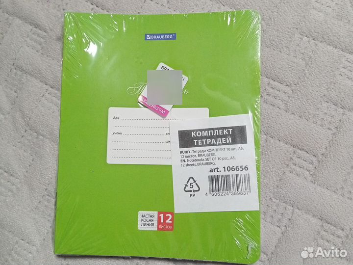 Тетрадь школьная частая косая линия, 12 листов