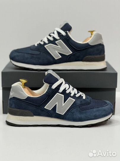 Кроссовки new balance 574 синие сеточные