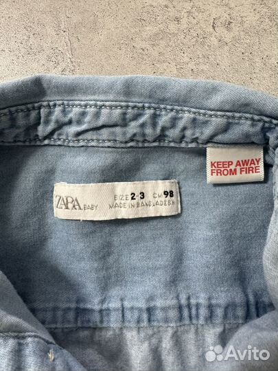 Джинсовая рубашка zara 98